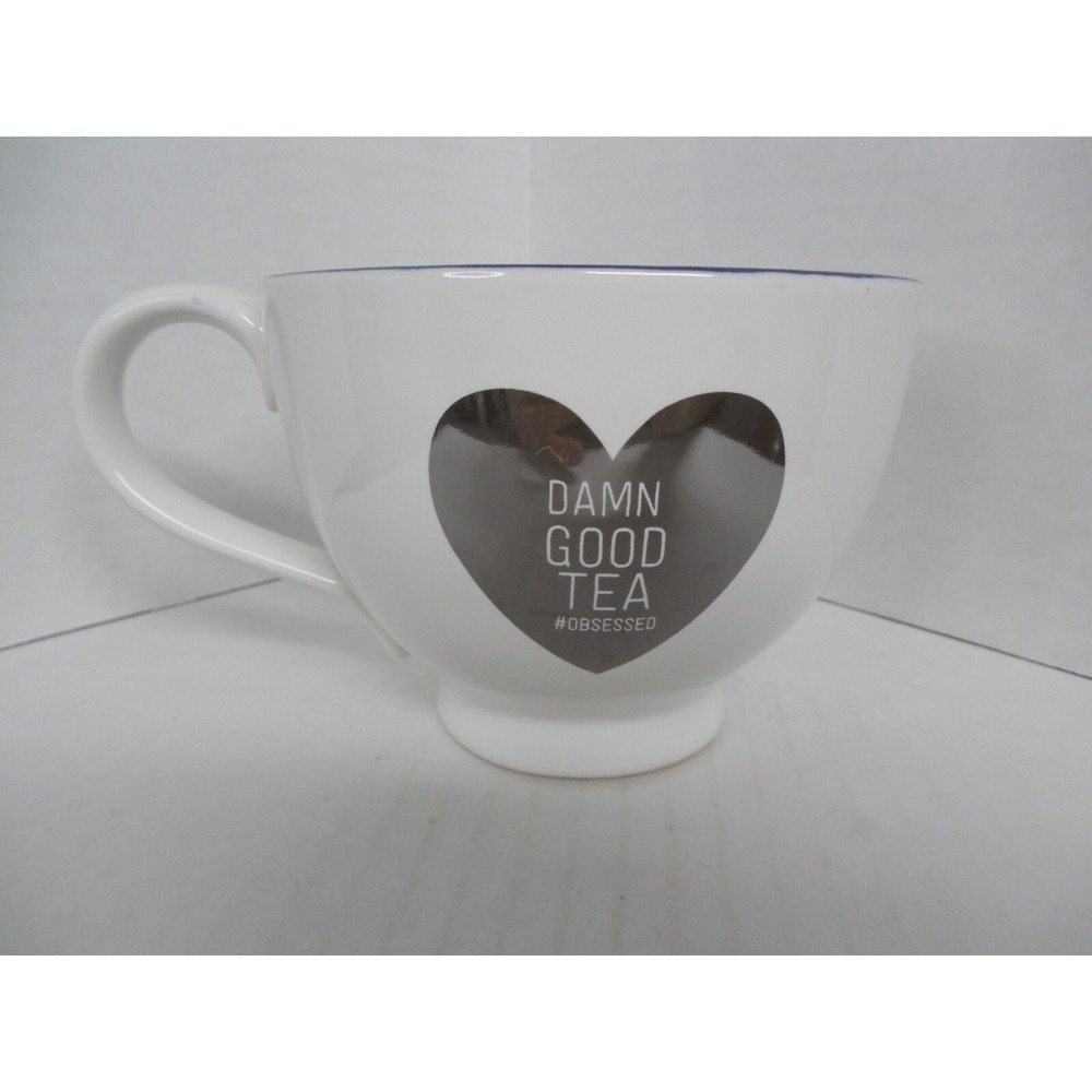 10 Strawberry Street Damn Good Tea  Mug "#TEATIME" Cobalt Blue interior 16 oz